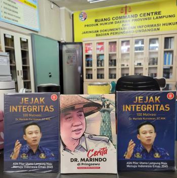 Jejak Literasi Pejabat di Lampung, Dua Buku Karya Sekdaprov Marindo Kurniawan Sudah Tersedia di Perpustakaan JDIH